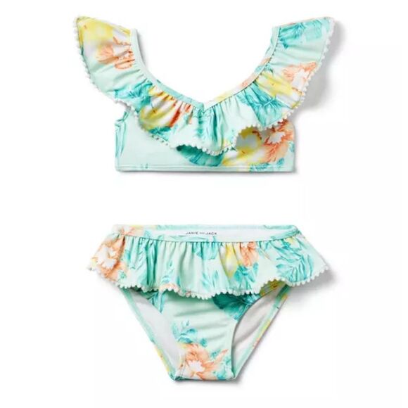 Janie and Jack Recycled Hibiscus 2-Piece Swimsuit i Mint Hibiscus Size 2T
